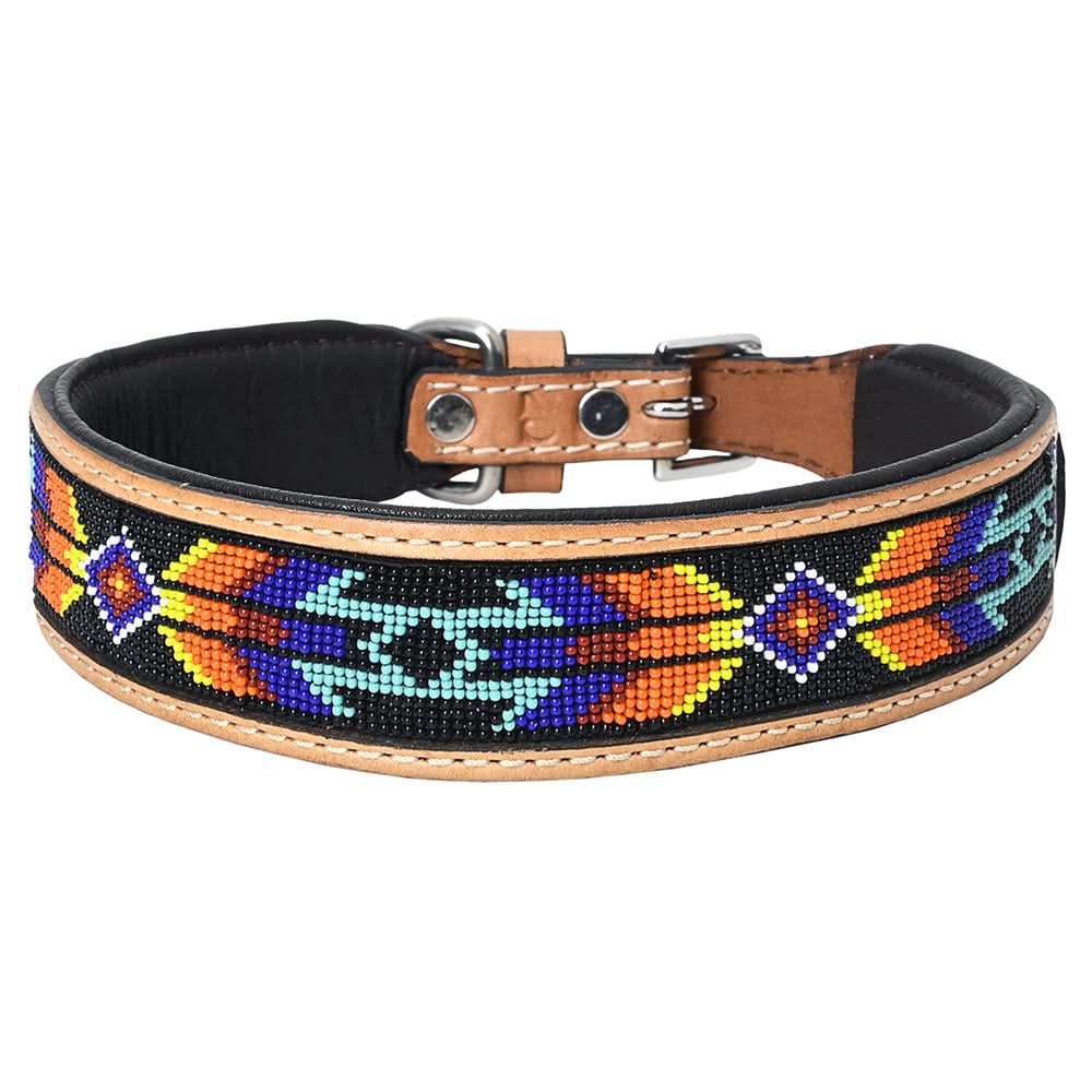 Hilason Western Style Heavy Duty Beaded American Leather Pet Dog Collar