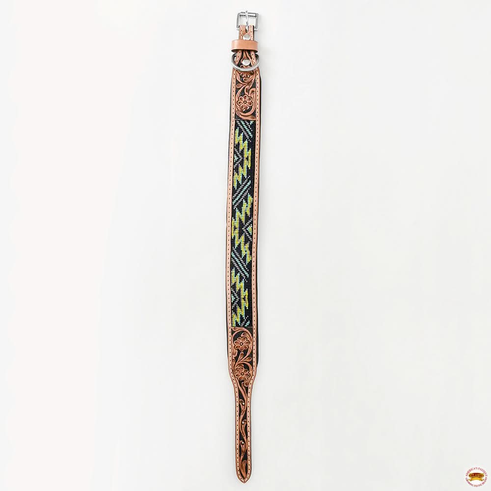 Hilason Western Style Heavy Duty Beaded American Leather Pet Dog Collar