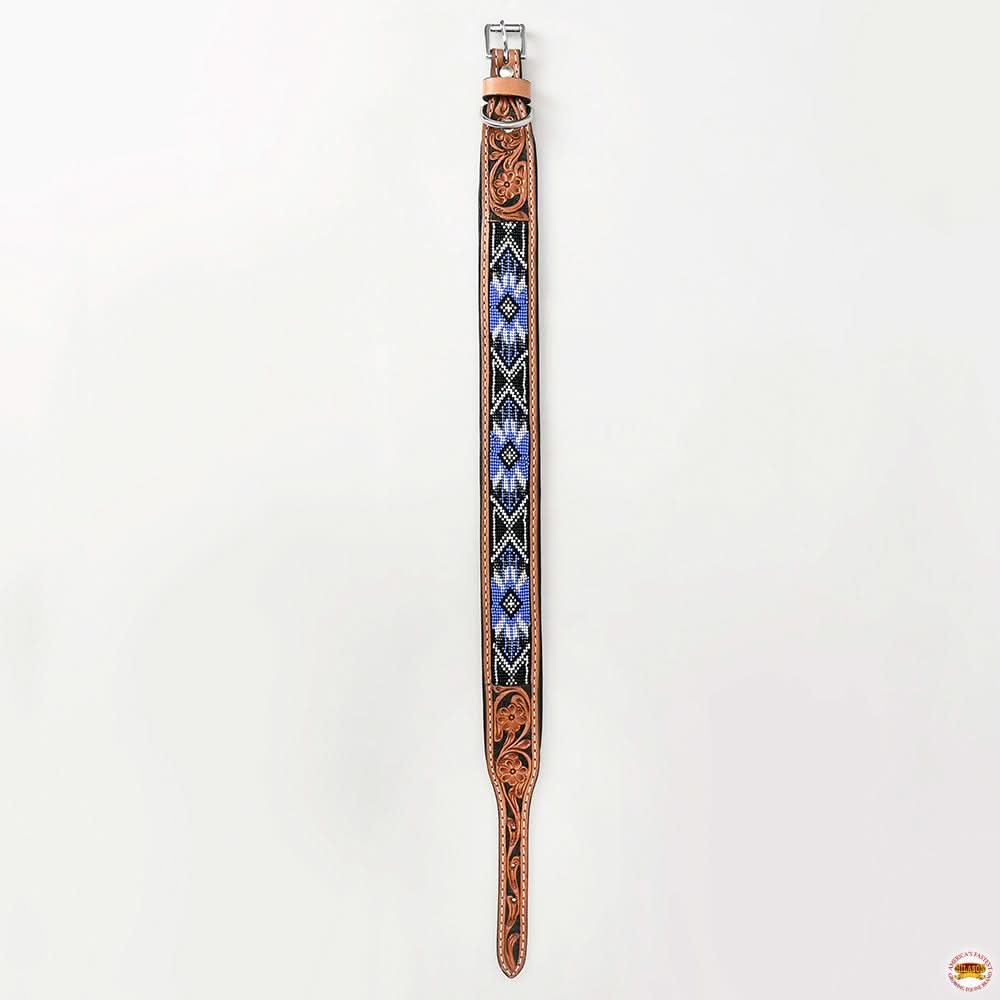 Hilason Western Style Heavy Duty Beaded American Leather Pet Dog Collar