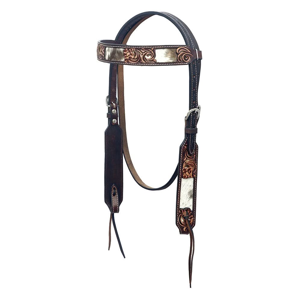Hilason Horse Floral Hand Carved American Leather Breast Collar Headstall Brown