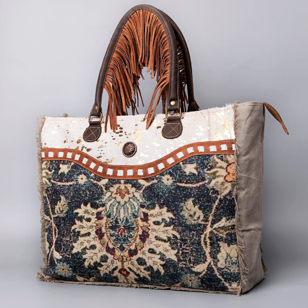 OHLAY WEEKENDER Upcycled Canvas Hair-on Genuine Leather women bag western handbag purse