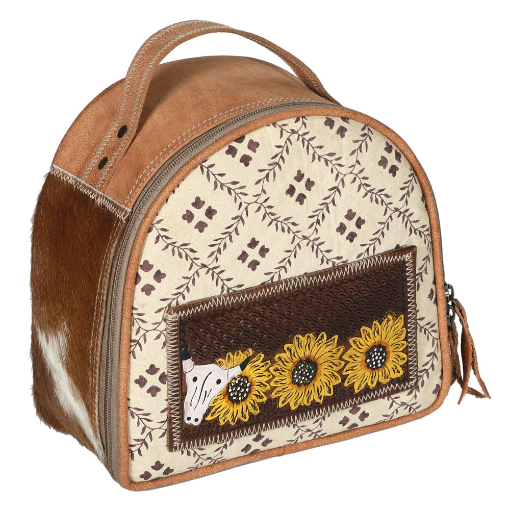 Ohlay Bags OHV249 Jewelry Case Hand Tooled Upcycled Canvas Hair-On Genuine Leather Women Bag Western Handbag Purse