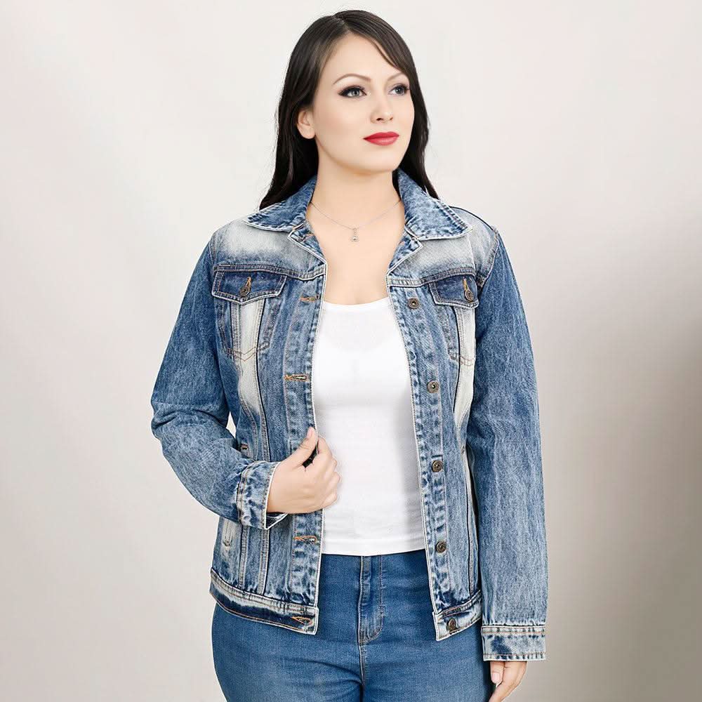 ADJKT029 Genuine leather Hand tooled hand carved Women 100% cotton Denim jacket  dress ladies girl