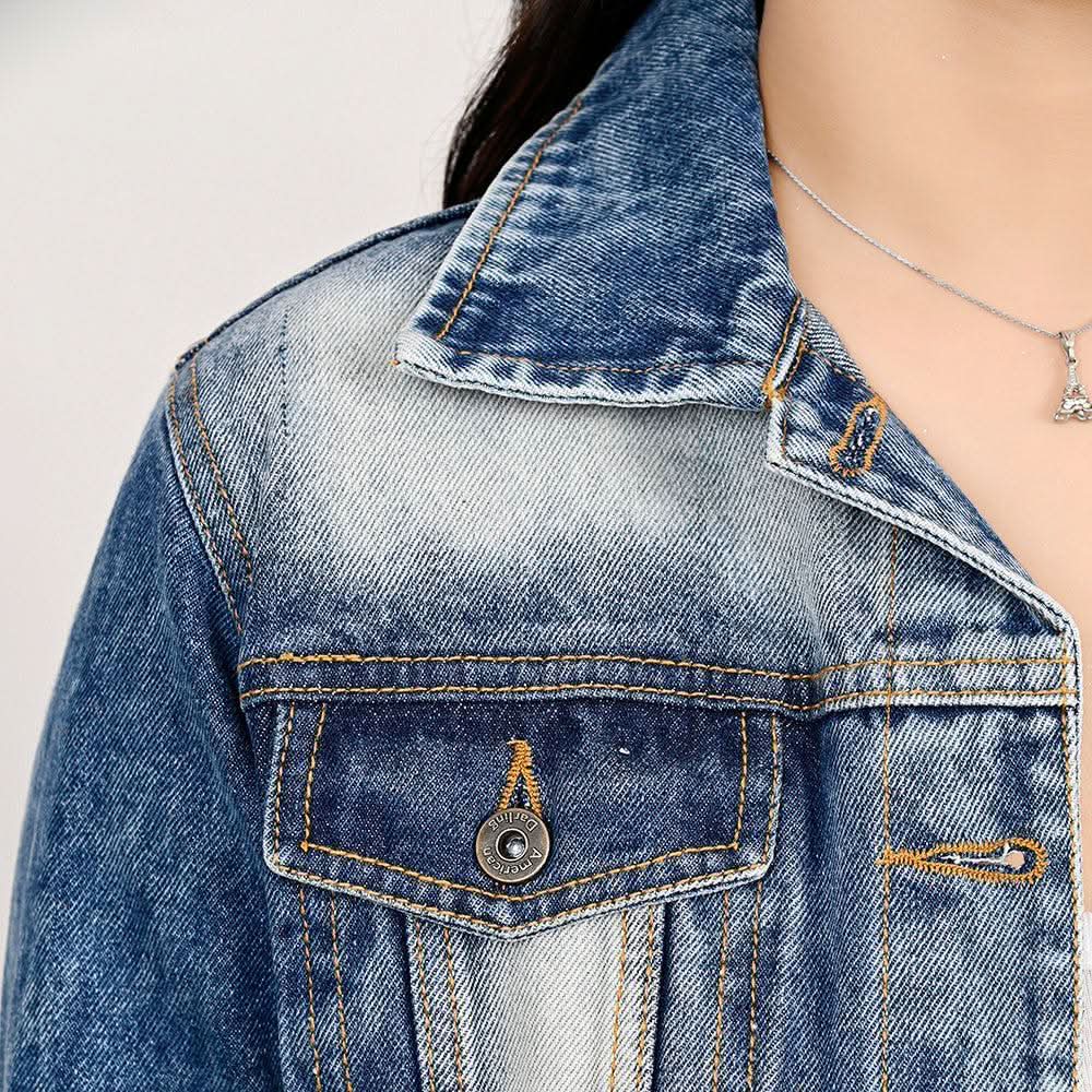 ADJKT029 Genuine leather Hand tooled hand carved Women 100% cotton Denim jacket  dress ladies girl