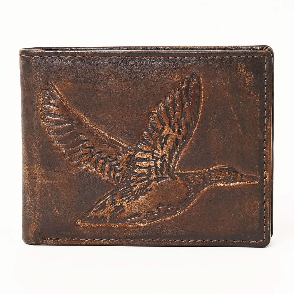 AMERICAN TANNER Genuine Leather Hand Burnished Bifold Wallet For Men Women H3.5 X W4.75 X D0.5