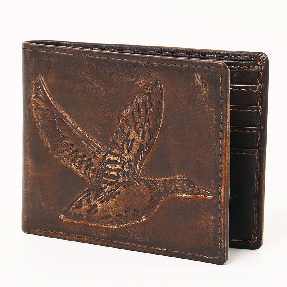 AMERICAN TANNER Genuine Leather Hand Burnished Bifold Wallet For Men Women H3.5 X W4.75 X D0.5