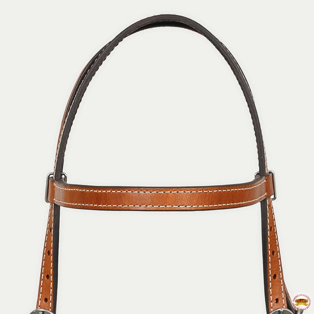 Hilason Western Horse Genuine Leather Headstall Bridle Engraved GS Concho Chestnut