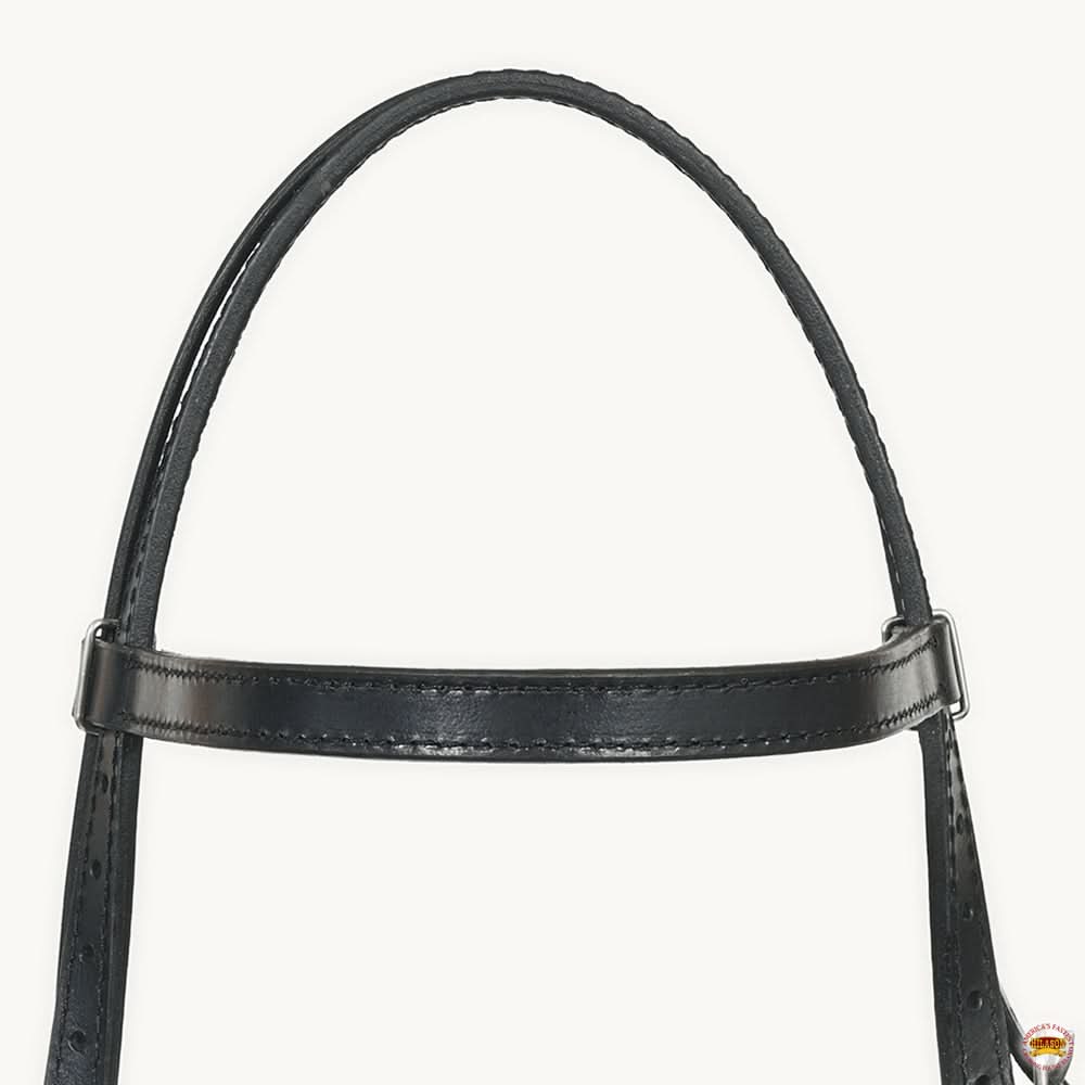 Hilason Western Horse Genuine Leather Headstall Bridle Engraved GS Concho Black