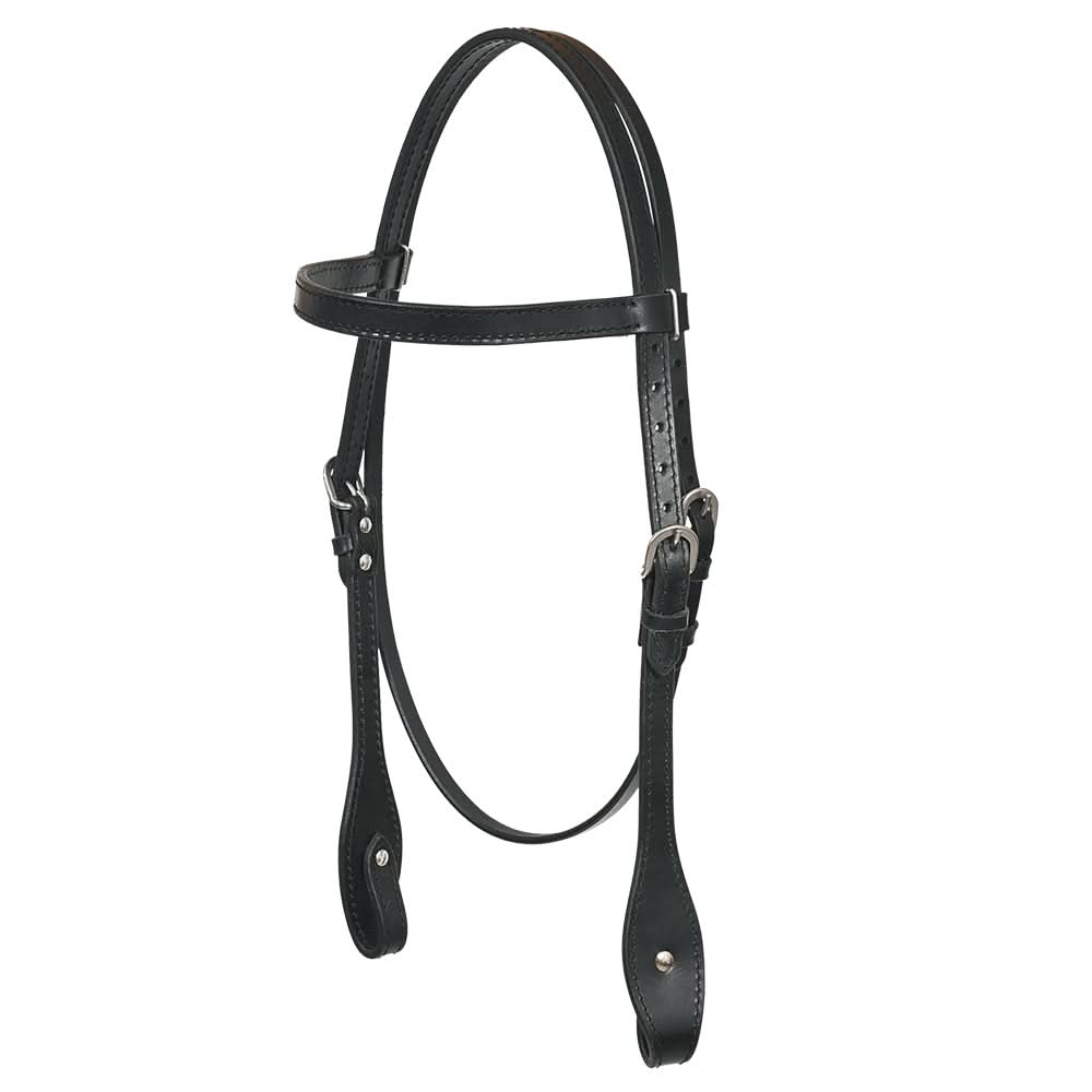 Hilason Western Horse Genuine Leather Headstall Bridle Engraved GS Concho Black