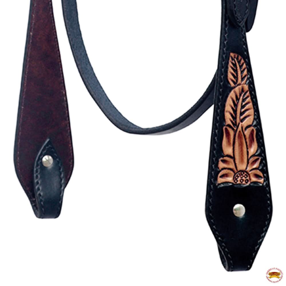 Hilason Horse Floral Hand Carved American Leather Breast Collar Headstall