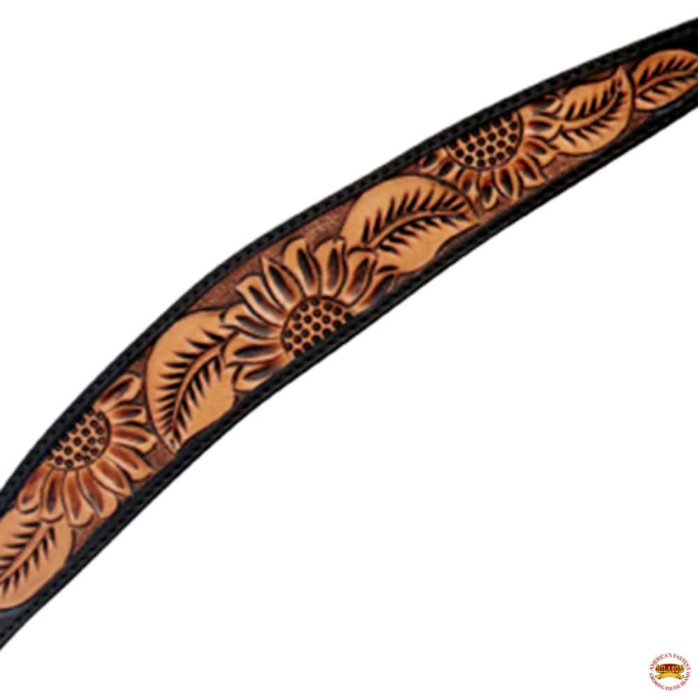 Hilason Horse Floral Hand Carved American Leather Breast Collar Headstall