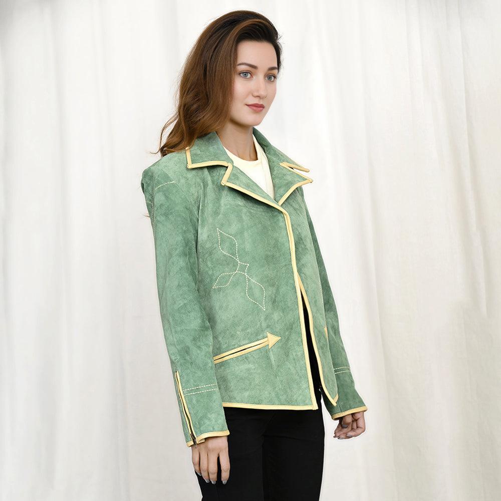 Genuine Vintage  leather Women shirt Blazer jacket  dress ladies girl