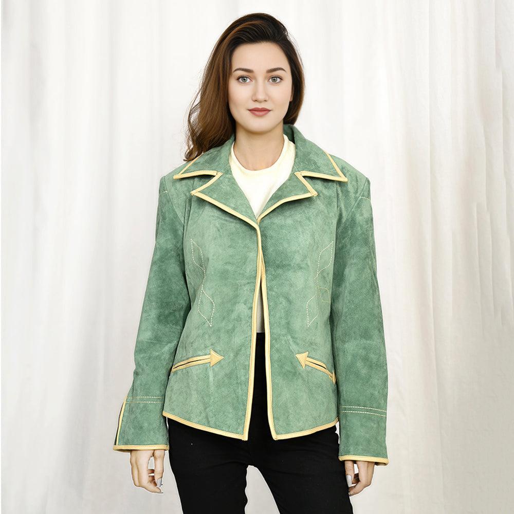 Genuine Vintage  leather Women shirt Blazer jacket  dress ladies girl