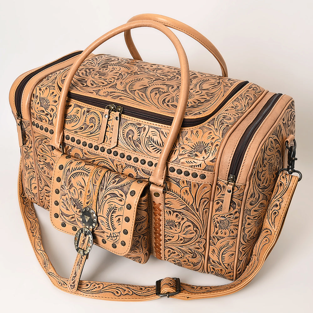 American Darling ADBG1305 Duffel Hand Tooled Genuine Leather Women Bag Western Handbag Purse