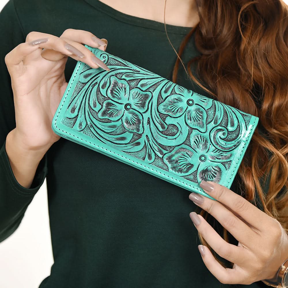 American Darling Wallet Hand Tooled Genuine Leather Women Bag Western Handbag Purse