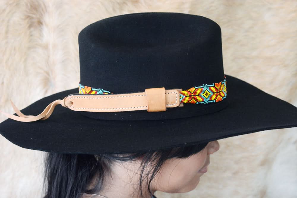 HILASON Beaded  American Style Western Cowgirl Handmade Hatband Tan