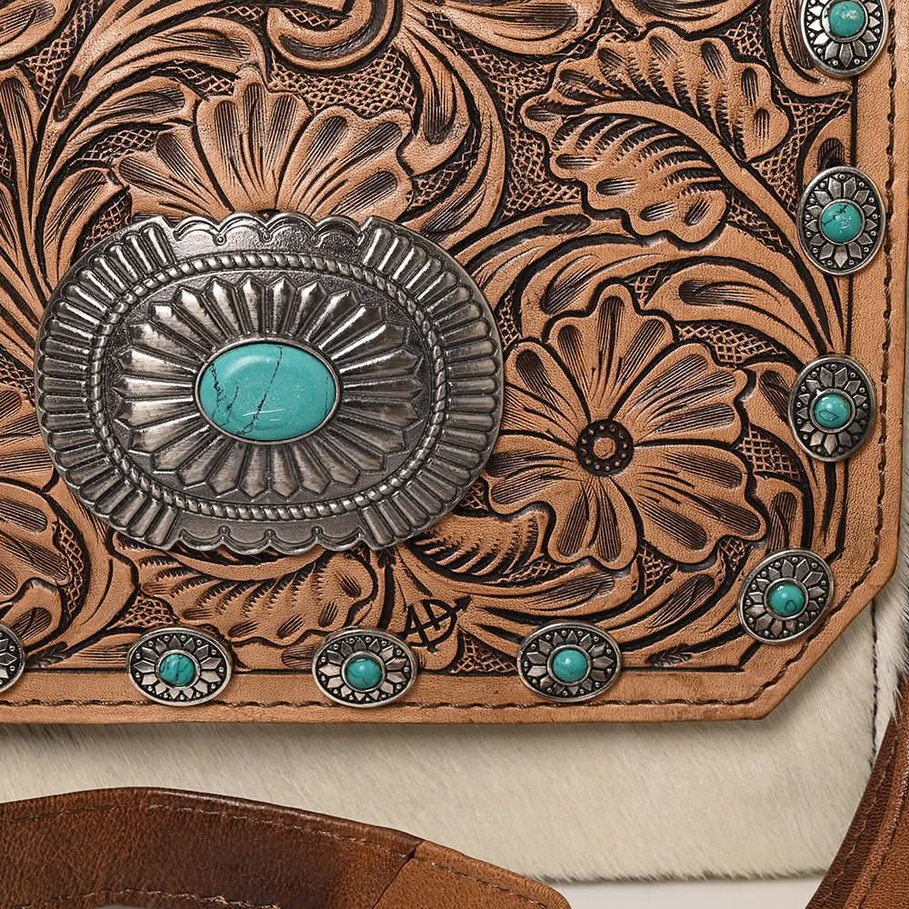 American Darling Briefcase Saddle Blanket Hair On Genuine Leather women bag western handbag purse