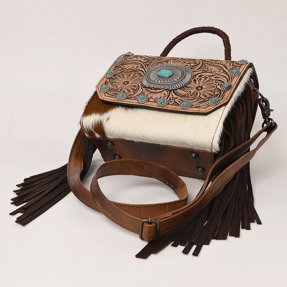 American Darling Briefcase Saddle Blanket Hair On Genuine Leather women bag western handbag purse