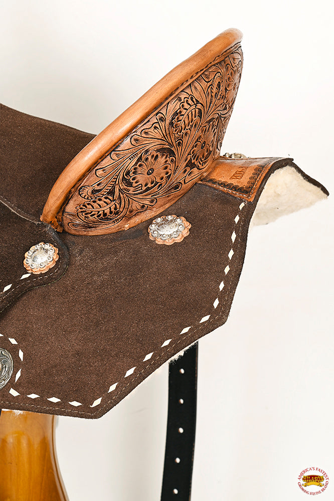 Hilason Flex Tree Western Horse Floral Trail Barrel American Leather Saddle Brown