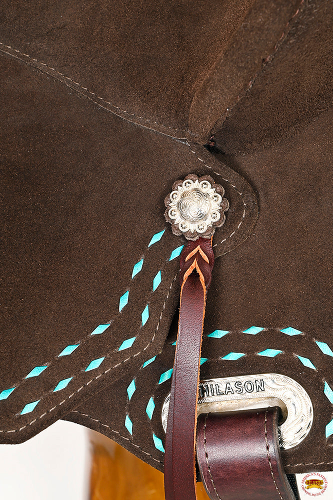 14 In Hilason Flex Tree Western Horse Buckstitch Trail Barrel American Leather Saddle Brown