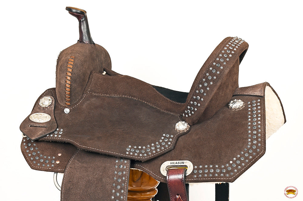 15 In Hilason Flex Tree Western Horse Trail Barrel American Leather Saddle Brown