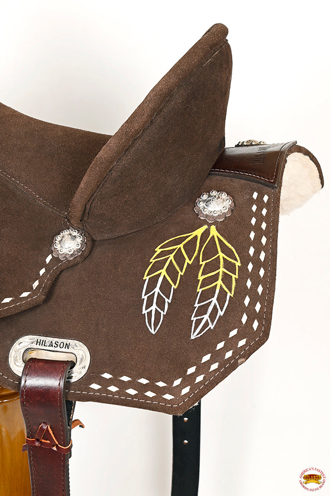 15 In Hilason Flex Tree Western Horse Leaf Buckstitch Trail Barrel American Leather Saddle Brown