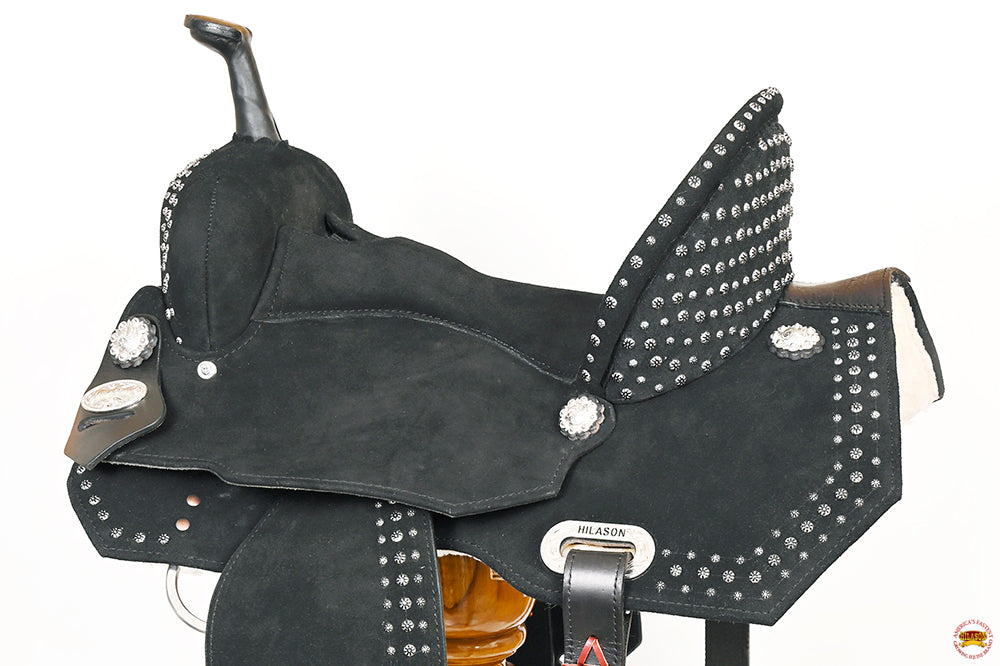 15 In Hilason Flex Tree Western Horse Trail Barrel American Leather Saddle Black