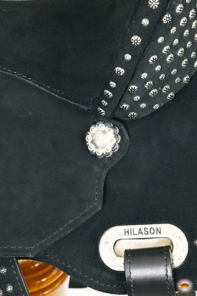 15 In Hilason Flex Tree Western Horse Trail Barrel American Leather Saddle Black