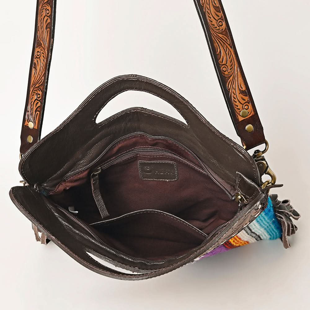 OHLAY HOBO Hand Tooled Upcycled Wool  Genuine Leather women bag western handbag purse