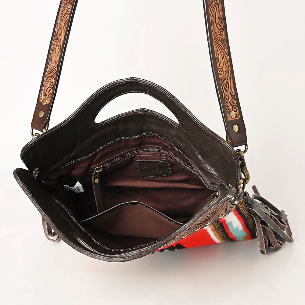 OHLAY HOBO Hand Tooled Upcycled Wool  Genuine Leather women bag western handbag purse