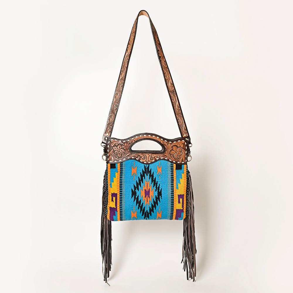 OHLAY HOBO Hand Tooled Upcycled Wool  Genuine Leather women bag western handbag purse