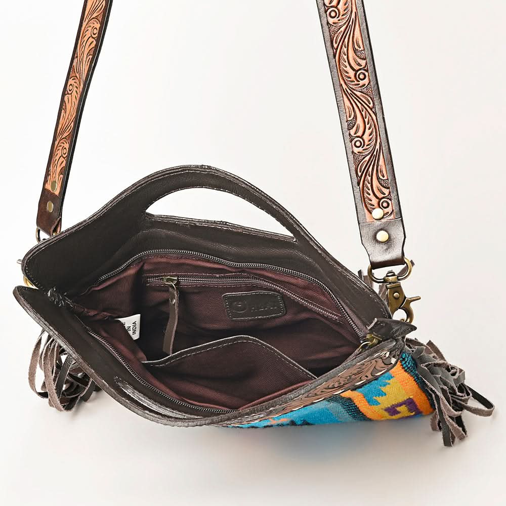 OHLAY HOBO Hand Tooled Upcycled Wool  Genuine Leather women bag western handbag purse