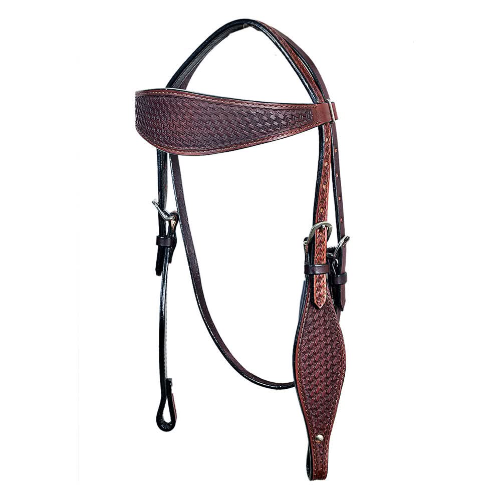 HILASON Western Horse Leather Headstall & Breast Collar Set Basket Chocolate