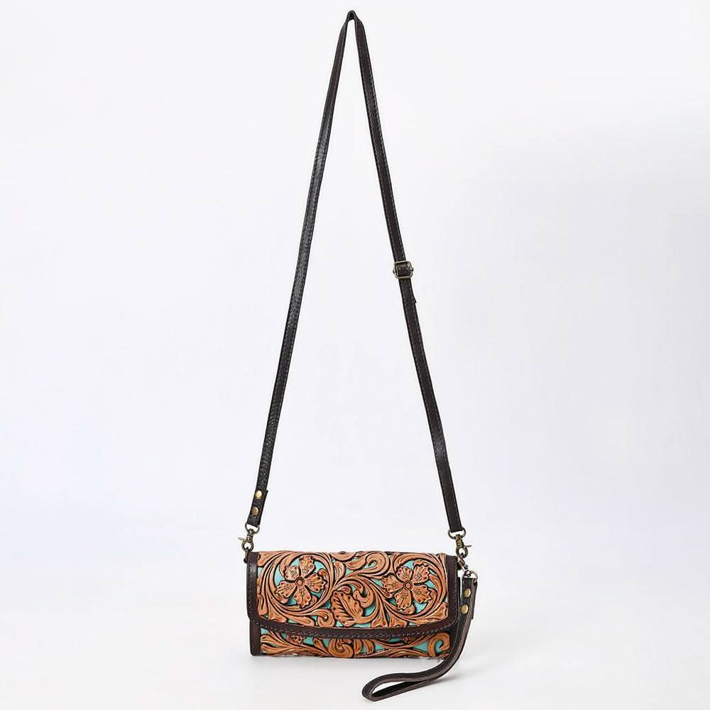 American Darling Hand Tooled Genuine Leather Wallet Bag