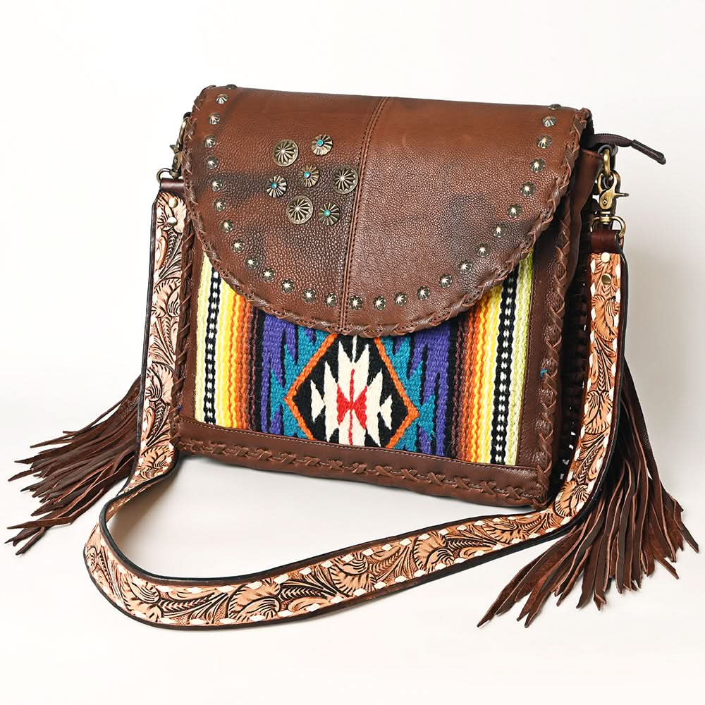 American Darling Saddle Blanket Genuine Leather Women Bag Western Handbag Purse