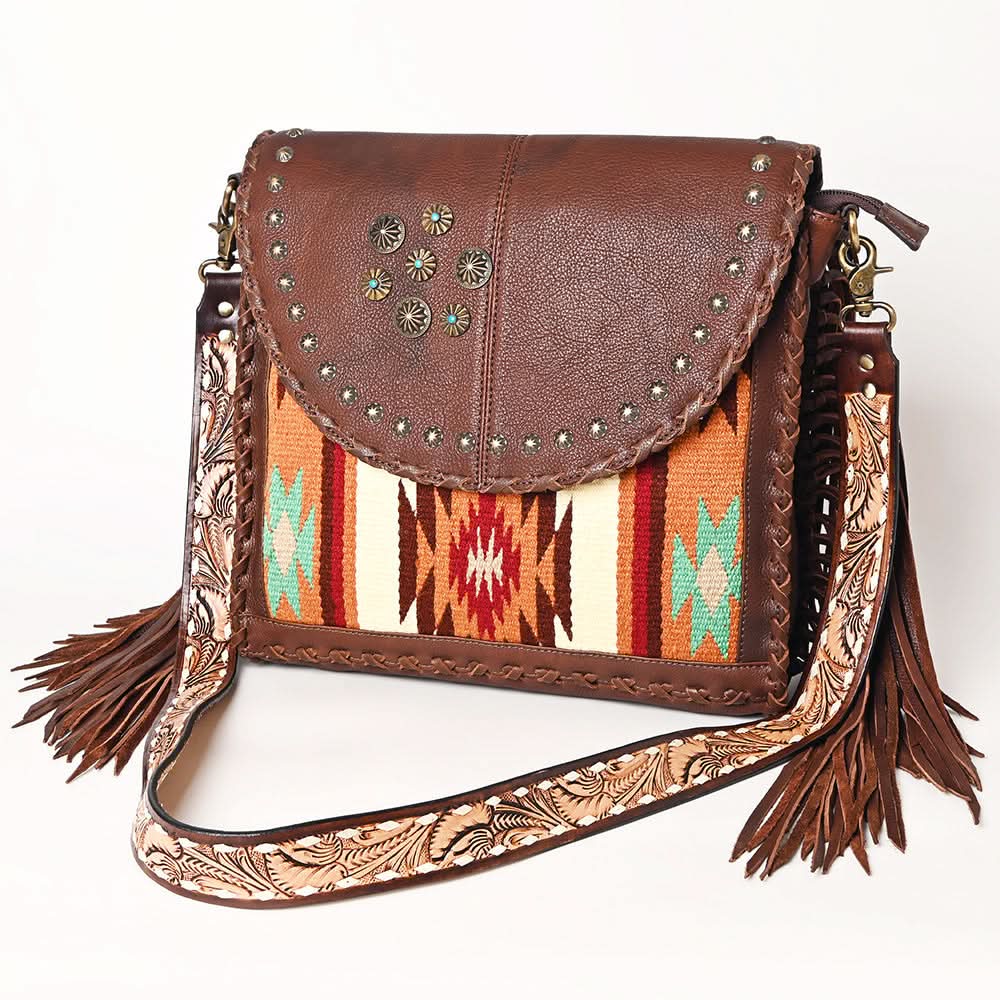 American Darling Saddle Blanket Genuine Leather Women Bag Western Handbag Purse