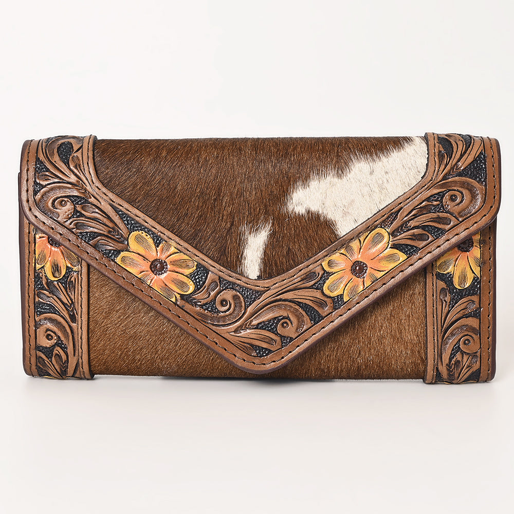 OHLAY WALLET Hand Tooled Hair-on Genuine Leather women bag western handbag purse