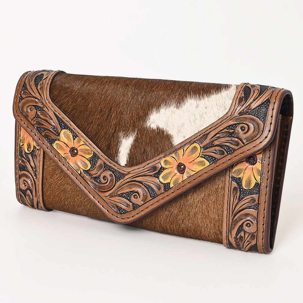 OHLAY WALLET Hand Tooled Hair-on Genuine Leather women bag western handbag purse