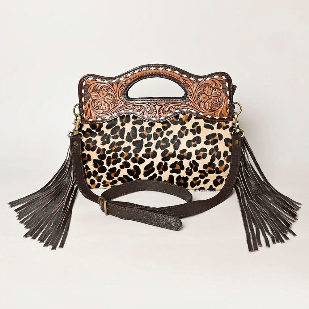 Ohlay Bags OHA113 Clutch Hand Tooled Hair-On Genuine Leather Women Bag Western Handbag Purse