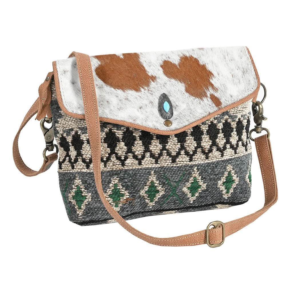 Ohlay Bags OHV319 Envelope Upcycled Wool Hair-On Genuine Leather Women Bag Western Handbag Purse