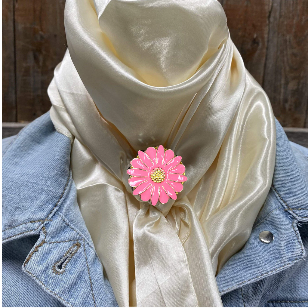 35X35" Solid Cream Wild Rag / Scarf WRS11 - Western Concho Wild Rag Slides - Assorted