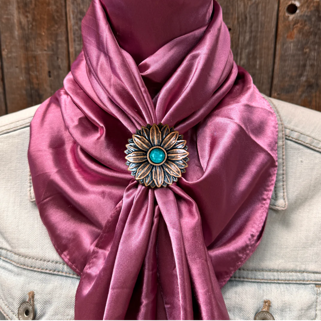 35X35" Solid Rose Wild Rag / Scarf WRS6 - Western Concho Wild Rag Slides - Assorted