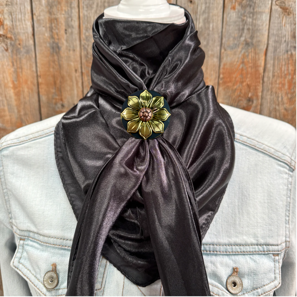 35X35" Solid Black Wild Rag / Scarf WRS4 - Western Concho Wild Rag Slides - Assorted