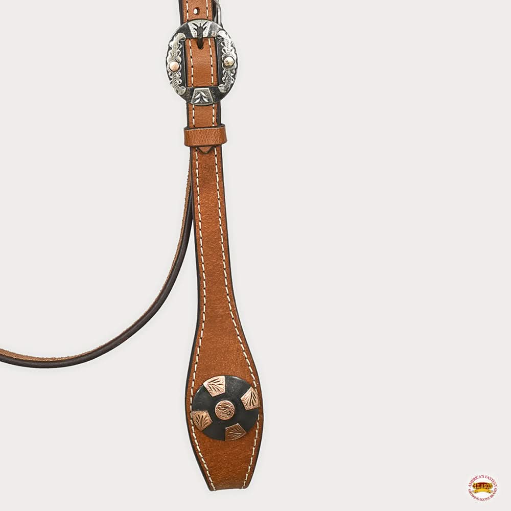 Hilason Western Horse Genuine Leather Headstall Bridle Engraved GS Concho Chestnut