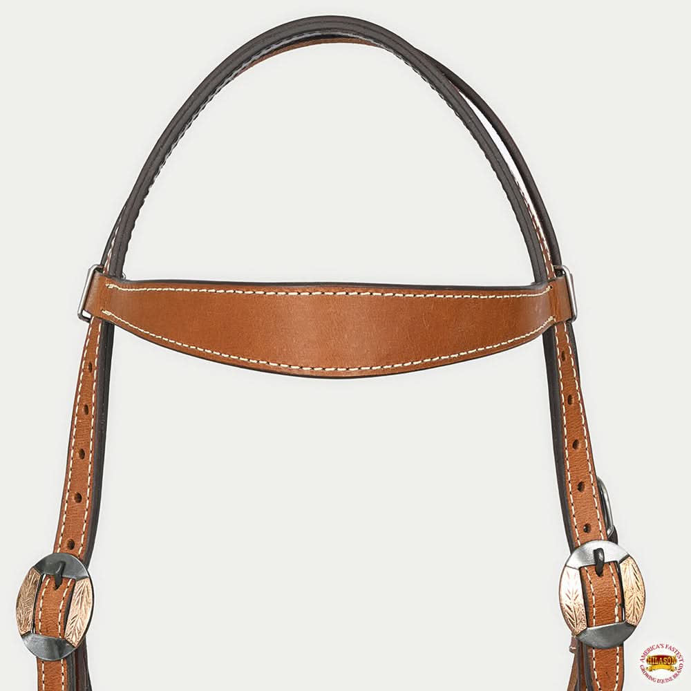 Hilason Western Horse Genuine Leather Headstall Bridle Engraved GS Concho Chestnut