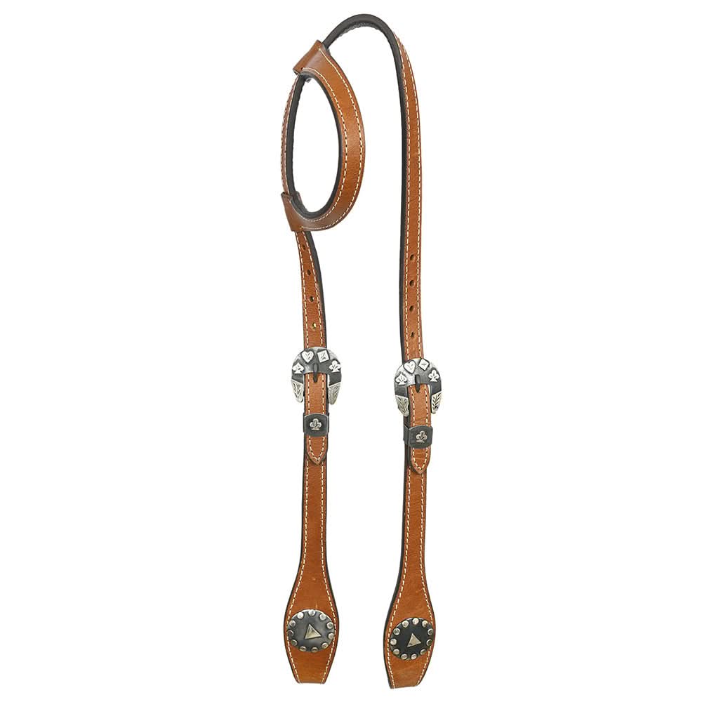 Hilason Western Horse Genuine Leather One Ear Headstall Bridle Engraved GS Concho Chestnut