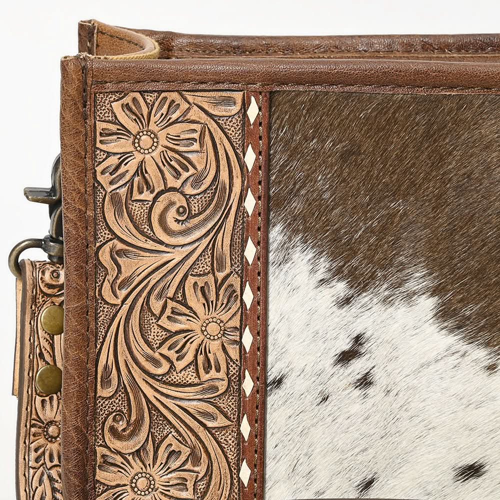 American Darling ADBG1460 Cross Body Hand Tooled Hair On Genuine Leather women bag western handbag purse