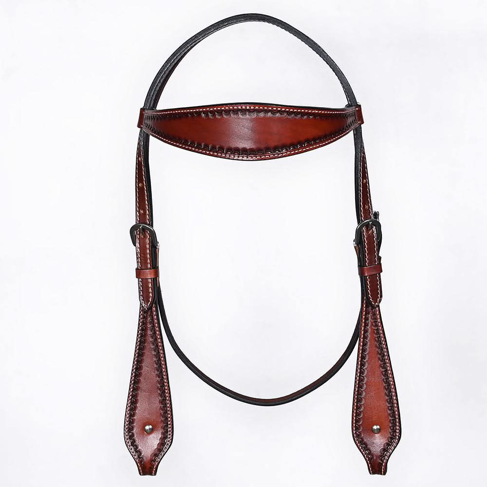 Bar H Equine Western Leather Headstall & Breast Collar Dark Brown