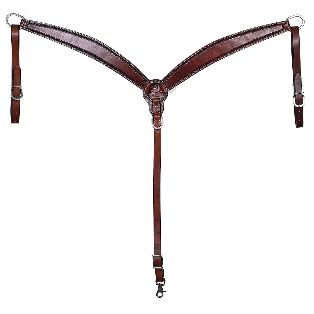 Bar H Equine Western Leather Headstall & Breast Collar Dark Brown