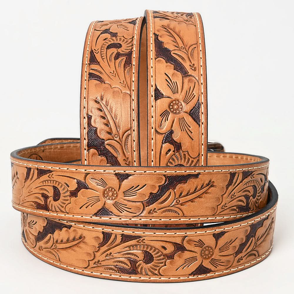 BAR H EQUINE Western Genuine Leather Men And Women Belt Floral